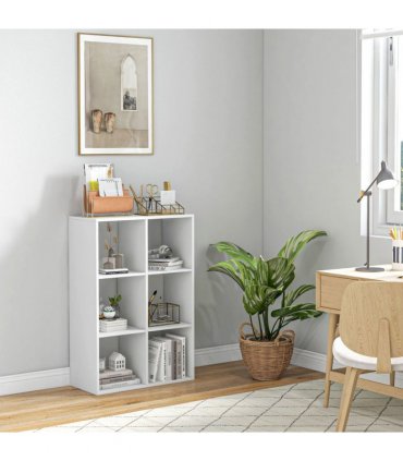 Storage Cabinet Bookcase 6 Cube Organiser Shelves White 91.5H x 61.5W x 29.5Dcm