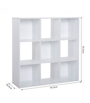 9 Cube Storage Cabinet Bookcase Bookshelf White 91.5L x 29.5W x 91.5H cm