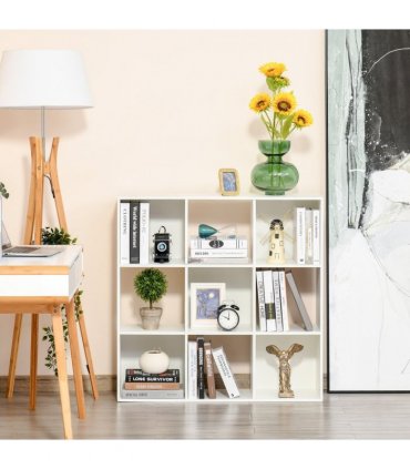 9 Cube Storage Cabinet Bookcase Bookshelf White 91.5L x 29.5W x 91.5H cm