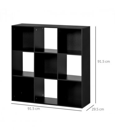 Bookcase 9 Cube Storage Cabinet Bookshelf Black 91.5L x 29.5W x 91.5H cm
