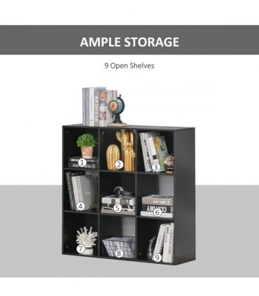 Bookcase 9 Cube Storage Cabinet Bookshelf Black 91.5L x 29.5W x 91.5H cm
