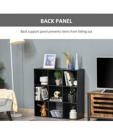 Bookcase 9 Cube Storage Cabinet Bookshelf Black 91.5L x 29.5W x 91.5H cm