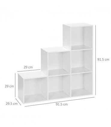 Storage Cabinet with 6 Cubes Closet Organiser with 3-Tier Shelf, White