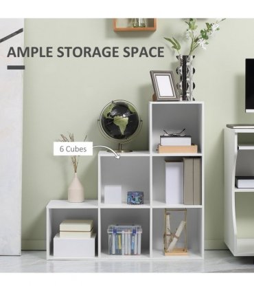 Storage Cabinet with 6 Cubes Closet Organiser with 3-Tier Shelf, White