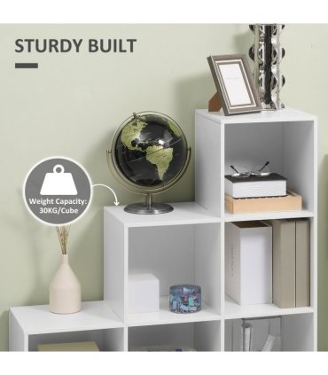 Storage Cabinet with 6 Cubes Closet Organiser with 3-Tier Shelf, White