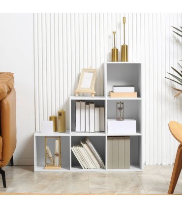 Storage Cabinet with 6 Cubes Closet Organiser with 3-Tier Shelf, White