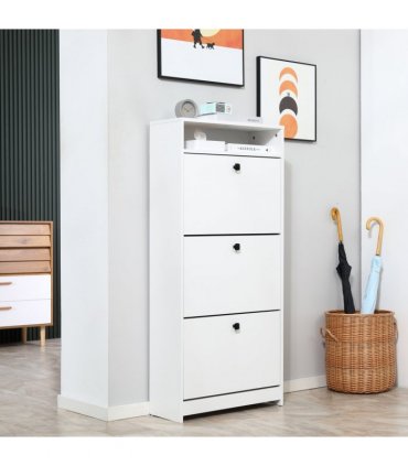 Shoe Storage Cabinet Footwear Organiser Space-saving  3 Drawers -White