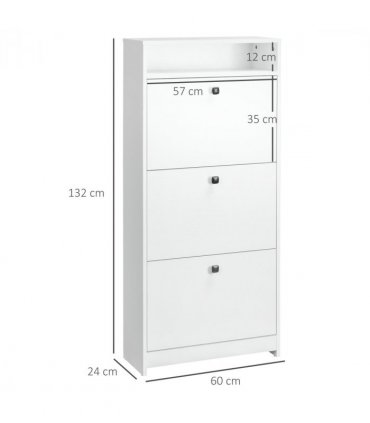 Shoe Storage Cabinet Footwear Organiser Space-saving  3 Drawers -White