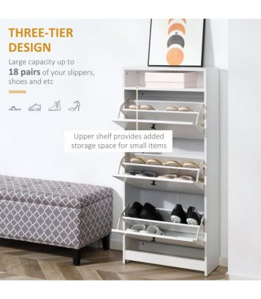 Shoe Storage Cabinet Footwear Organiser Space-saving  3 Drawers -White