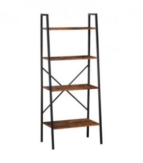 4-Tier Minimalistic Ladder Shelf Unit Steel Frame Home Display Storage