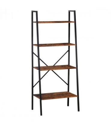 4-Tier Minimalistic Ladder Shelf Unit Steel Frame Home Display Storage