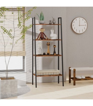 4-Tier Minimalistic Ladder Shelf Unit Steel Frame Home Display Storage