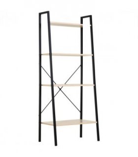 Shelf Unit 4-Tier Minimalistic Ladder Steel Frame Home Display Storage Beige
