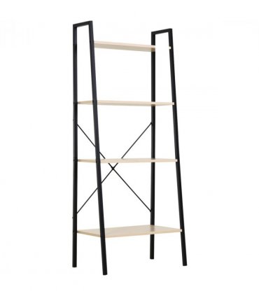 Shelf Unit 4-Tier Minimalistic Ladder Steel Frame Home Display Storage Beige