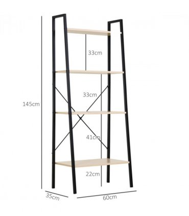 Shelf Unit 4-Tier Minimalistic Ladder Steel Frame Home Display Storage Beige
