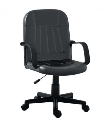 HOMCOM PU Leather Office Chair Swivel  Mid-Back Computer Desk Chair, Black