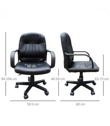 HOMCOM PU Leather Office Chair Swivel  Mid-Back Computer Desk Chair, Black