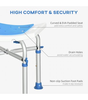 Adjustable Shower Stool with Suction Foot Pads for Elderly Disabled