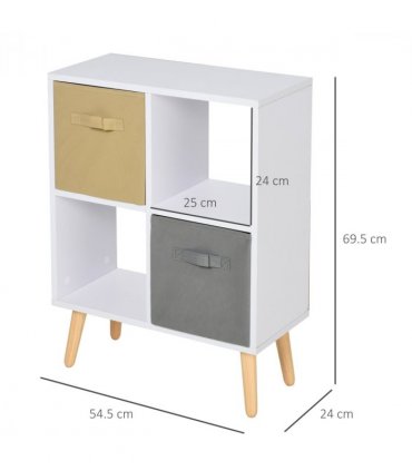 Storage Cabinet White 70 x 56cm Freestanding 4 Cube Storage Cabinet