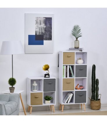 Storage Cabinet White 70 x 56cm Freestanding 4 Cube Storage Cabinet