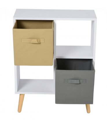 Storage Cabinet White 70 x 56cm Freestanding 4 Cube Storage Cabinet