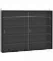 5-Tier Wall Display Shelf Unit Cabinet w/ Shelves Glass Doors Black