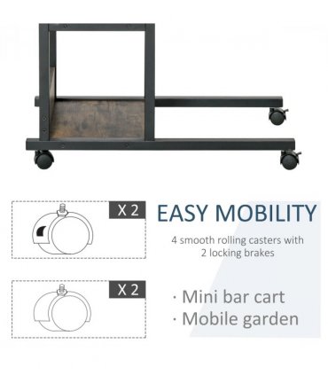 C-Shaped Mobile Sofa Bed Side Table Adjust Height 3-Tier Cart w/ Brake