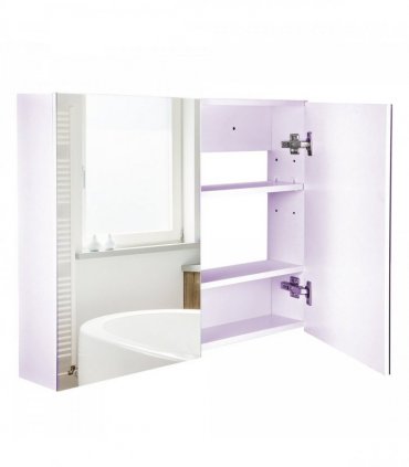 Mirror Cabinet White 102H x 120L x 67Wcm Double Door Wall Mounted Storage Unit