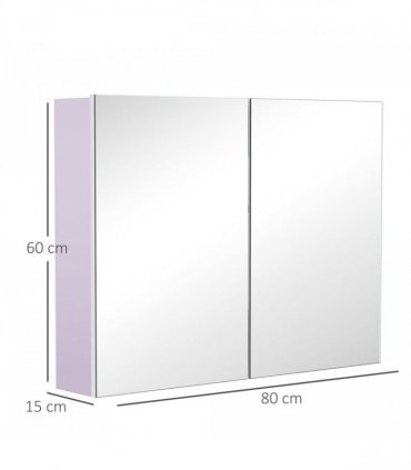 Mirror Cabinet White 102H x 120L x 67Wcm Double Door Wall Mounted Storage Unit