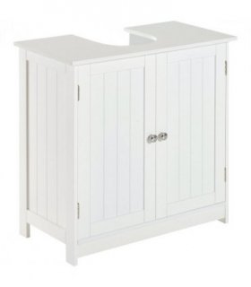 Wooden White 60Lx 30W x 60H (cm) Storage Cabinet with 2 Shelves for Bathroom