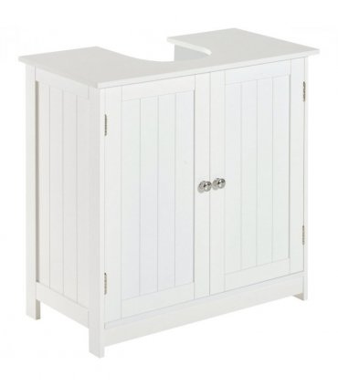 Wooden White 60Lx 30W x 60H (cm) Storage Cabinet with 2 Shelves for Bathroom