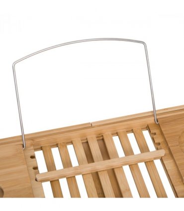 HOMCOM Extendable Bath Tub Bathroom Tray Bathtub Caddy Shelf Wine Holder Book