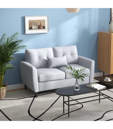 HOMCOM Modern Chic Loveseat with Armrest Spring Padding for Home Office