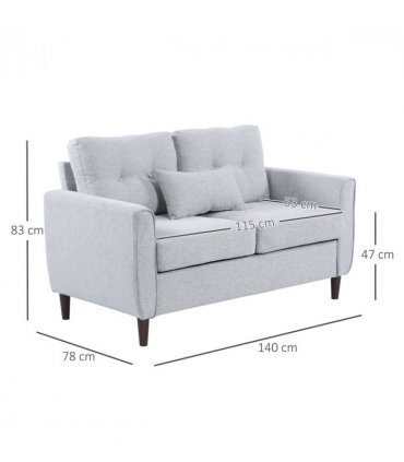 HOMCOM Modern Chic Loveseat with Armrest Spring Padding for Home Office