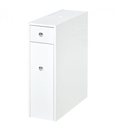 Slim Floor Cabinet Narrow Wooden Storage with Drawers Bathroom White HOMCOM