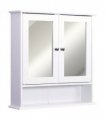 Wall-mounted Cabinet Mirror Door Bathroom Organiser White MDF 58H x 56L x 13Wcm