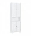 Bathroom Cabinet 183x60cm Tall Freestanding Retro Shutters 3 Compartments White