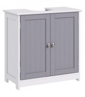 Under-Sink Storage Cabinet 60x60cm Adjustable Shelf Grey White MDF