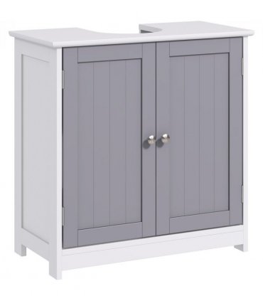 Under-Sink Storage Cabinet 60x60cm Adjustable Shelf Grey White MDF