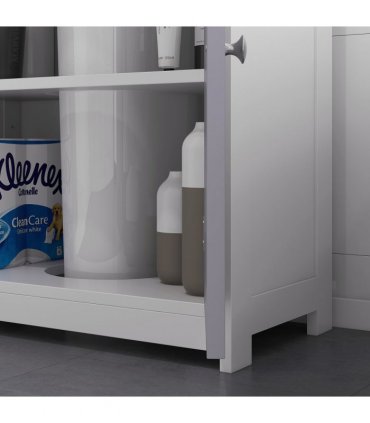 Under-Sink Storage Cabinet 60x60cm Adjustable Shelf Grey White MDF