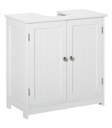 kleankin 60x60cm Under-Sink Storage Cabinet  Adjustable Shelf Drain Hole White
