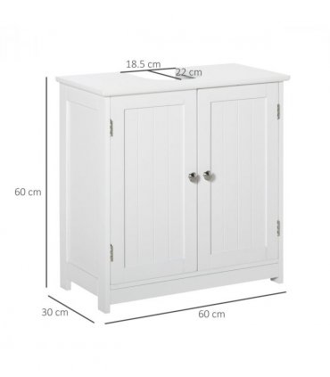 kleankin 60x60cm Under-Sink Storage Cabinet  Adjustable Shelf Drain Hole White