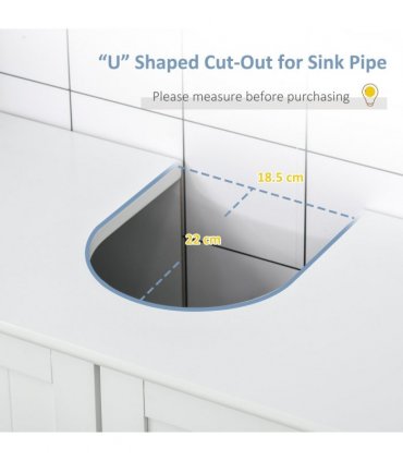 kleankin 60x60cm Under-Sink Storage Cabinet  Adjustable Shelf Drain Hole White
