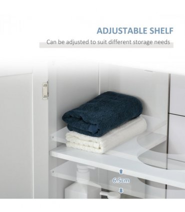 kleankin 60x60cm Under-Sink Storage Cabinet  Adjustable Shelf Drain Hole White