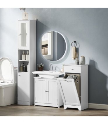 kleankin 60x60cm Under-Sink Storage Cabinet  Adjustable Shelf Drain Hole White