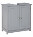 kleankin 60x60cm Under-Sink Storage Cabinet  Adjustable Shelf Drain Hole Grey