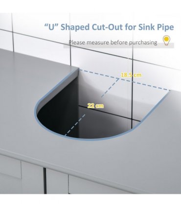 kleankin 60x60cm Under-Sink Storage Cabinet  Adjustable Shelf Drain Hole Grey