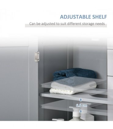 kleankin 60x60cm Under-Sink Storage Cabinet  Adjustable Shelf Drain Hole Grey