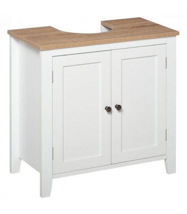 kleankin Bathroom Pedestal Under Sink Cabinet Floor  Storage Shelf Double Door