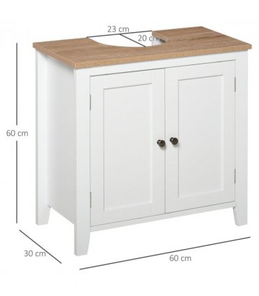 kleankin Bathroom Pedestal Under Sink Cabinet Floor  Storage Shelf Double Door